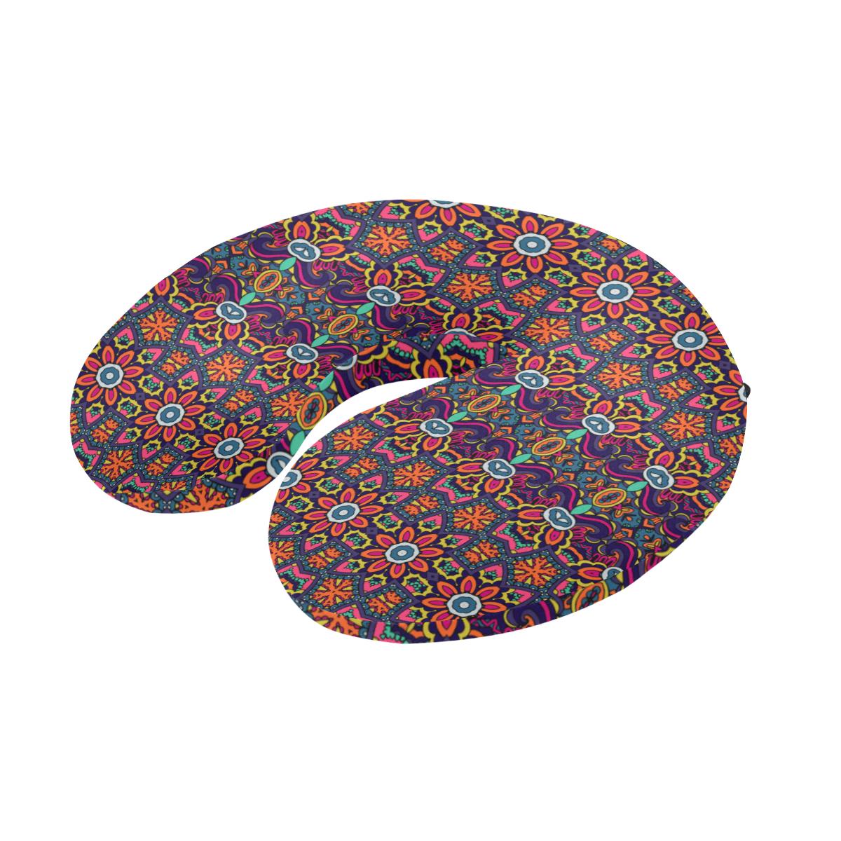 Ethnic Flower Style Print Pattern U-Shaped Travel Neck Pillow-JTAMIGO.COM