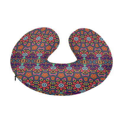 Ethnic Flower Style Print Pattern U-Shaped Travel Neck Pillow-JTAMIGO.COM