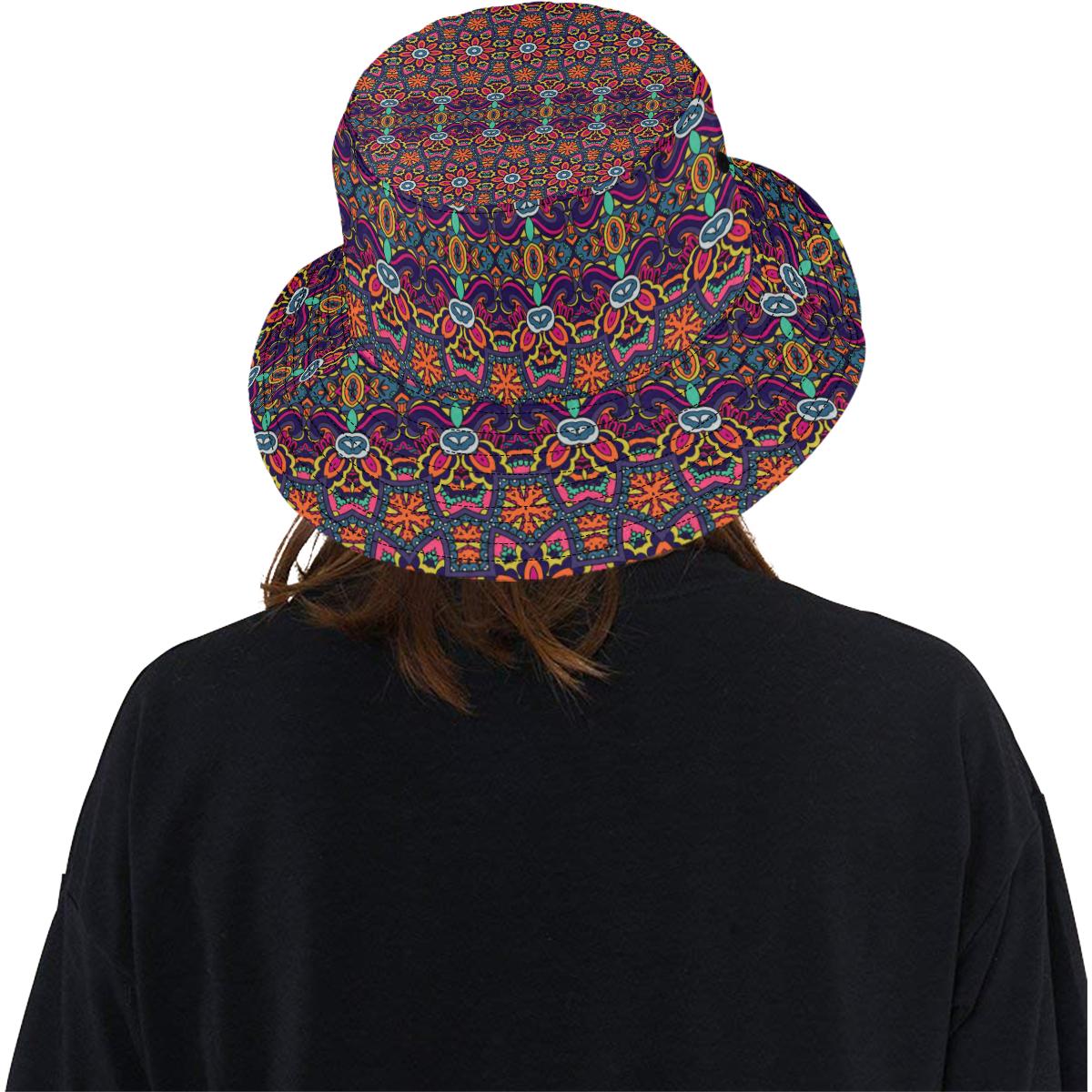 Ethnic Flower Style Print Pattern Unisex Bucket Hat