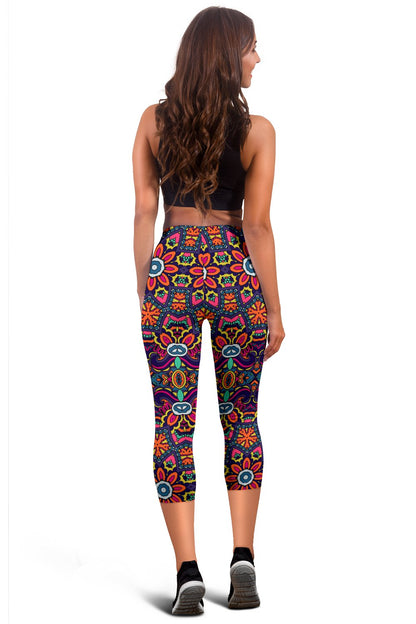Ethnic Flower Style Print Pattern Women Capris