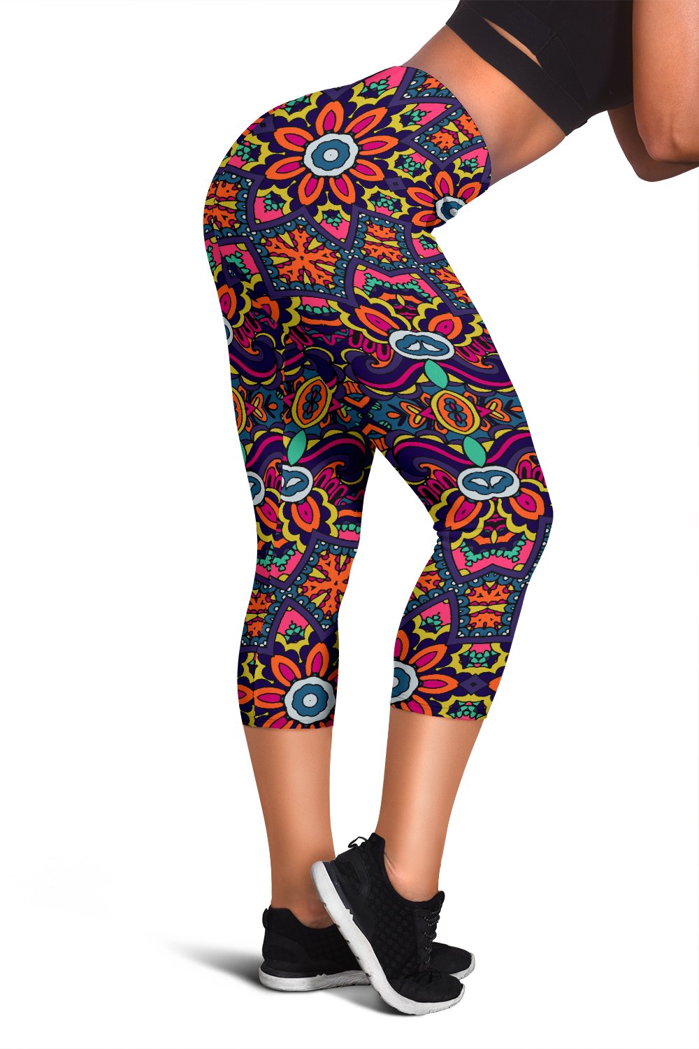 Ethnic Flower Style Print Pattern Women Capris