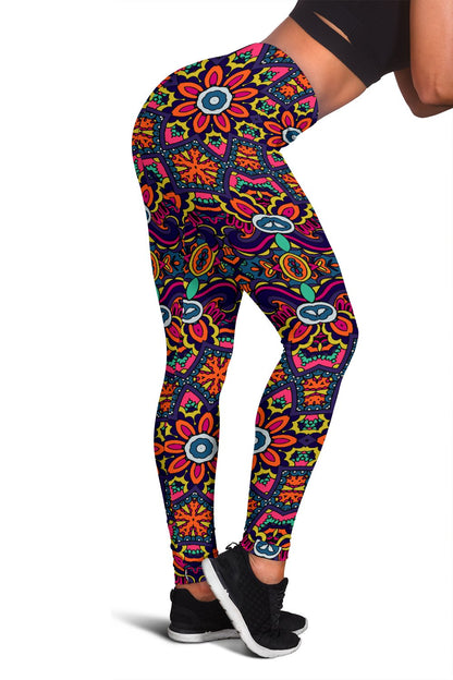 Ethnic Flower Style Print Pattern Women Leggings