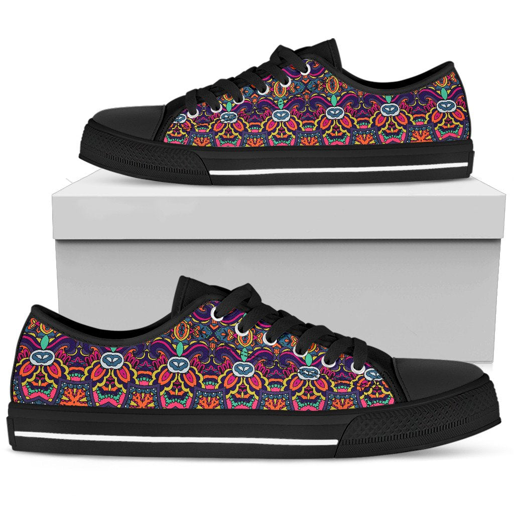 Ethnic Flower Style Print Pattern Women Low Top Shoes