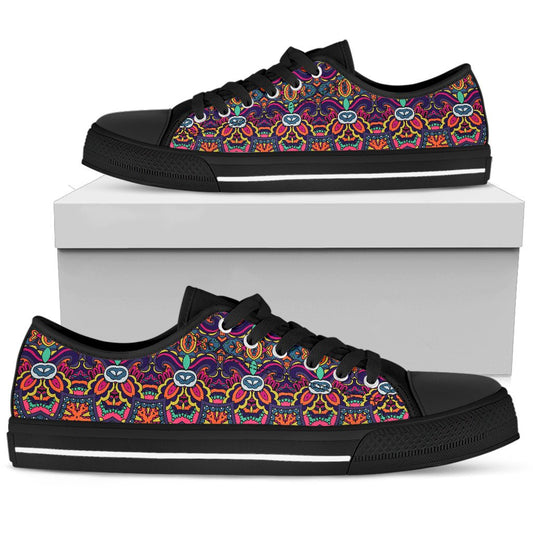Ethnic Flower Style Print Pattern Women Low Top Shoes