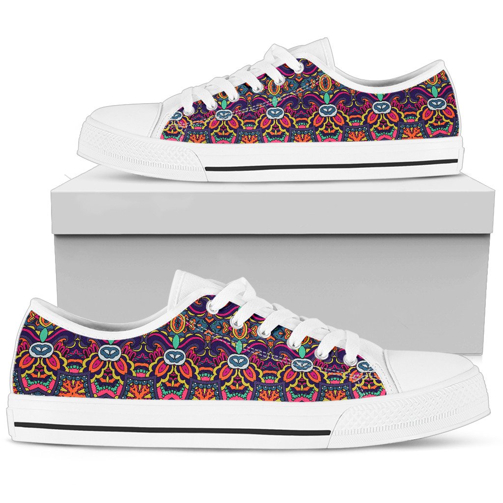 Ethnic Flower Style Print Pattern Women Low Top Shoes