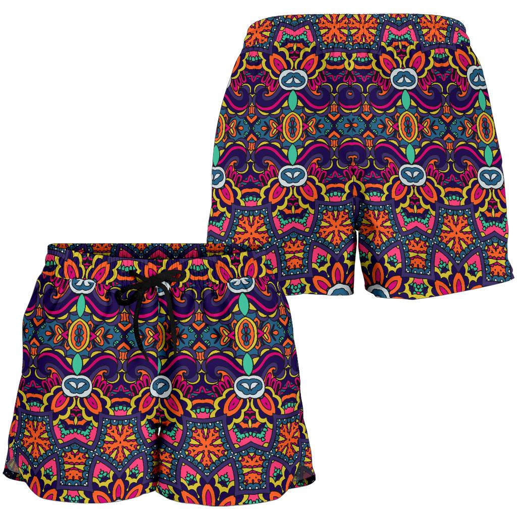 Ethnic Flower Style Print Pattern Women Shorts-JTAMIGO.COM