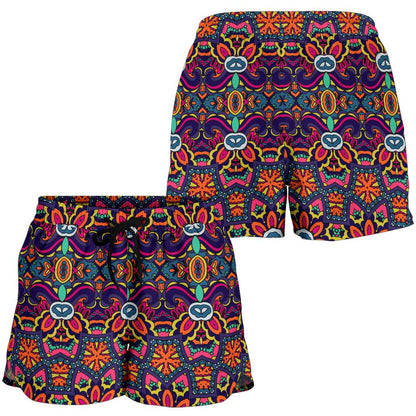 Ethnic Flower Style Print Pattern Women Shorts-JTAMIGO.COM