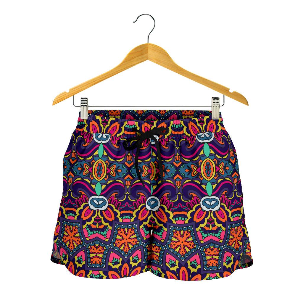 Ethnic Flower Style Print Pattern Women Shorts-JTAMIGO.COM