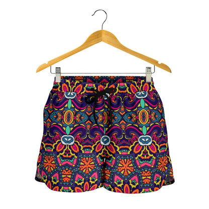 Ethnic Flower Style Print Pattern Women Shorts-JTAMIGO.COM