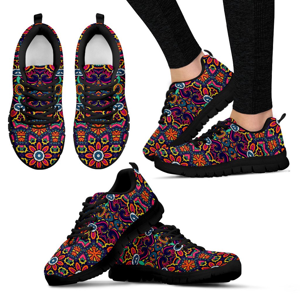 Ethnic Flower Style Print Pattern Women Sneakers Shoes