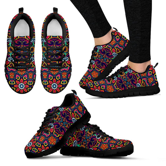 Ethnic Flower Style Print Pattern Women Sneakers Shoes