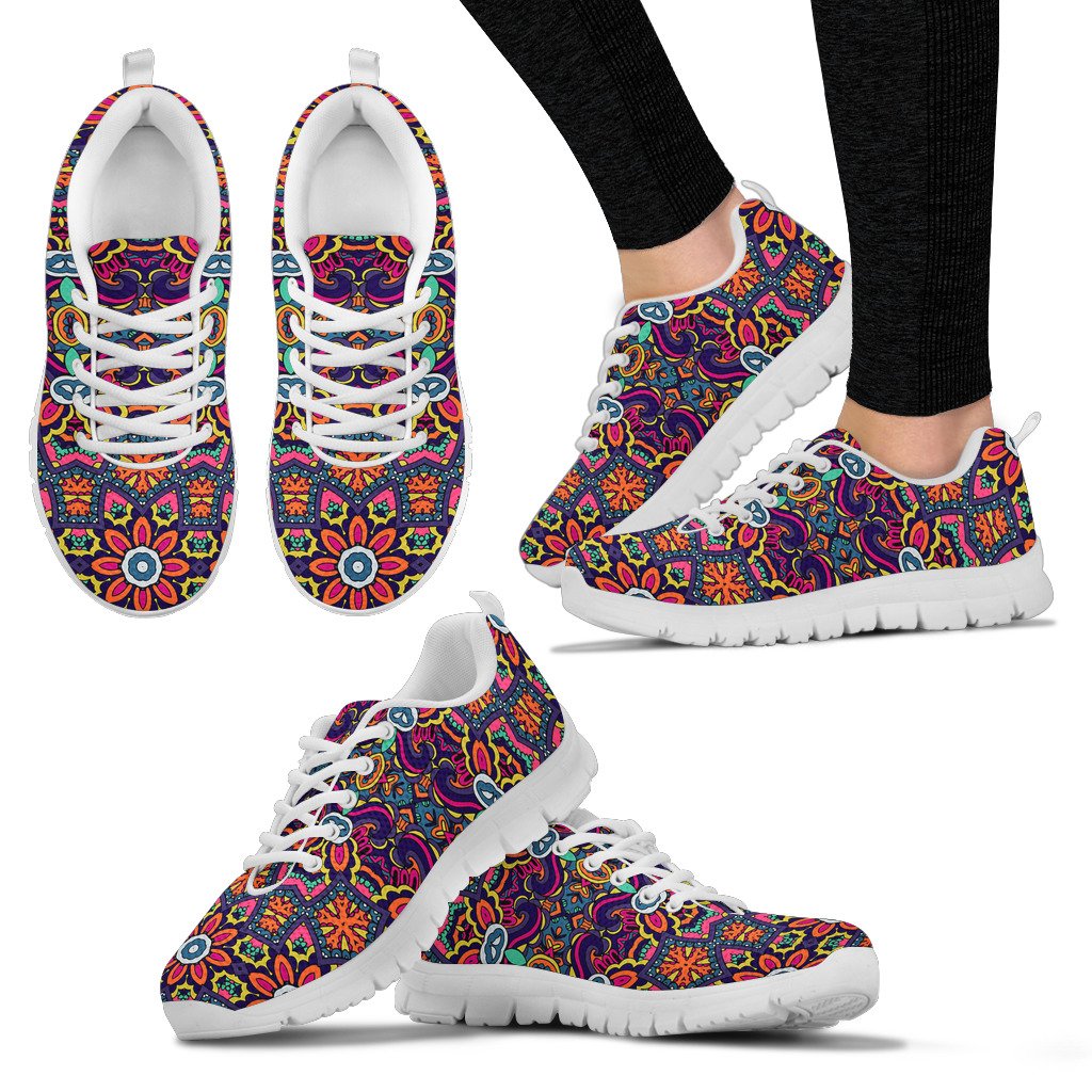 Ethnic Flower Style Print Pattern Women Sneakers Shoes
