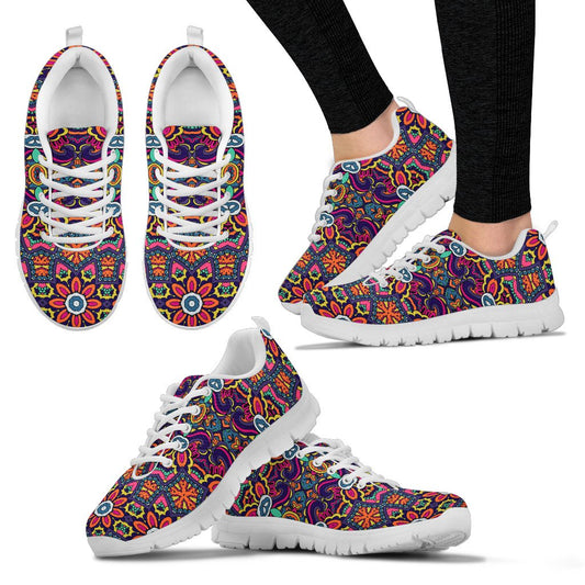 Ethnic Flower Style Print Pattern Women Sneakers Shoes