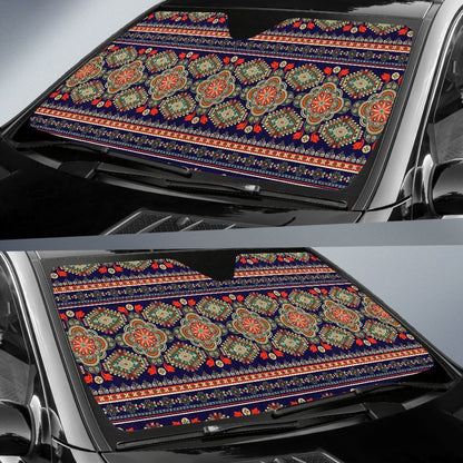 Ethnic Geometric Print Pattern Car Sun Shade For Windshield