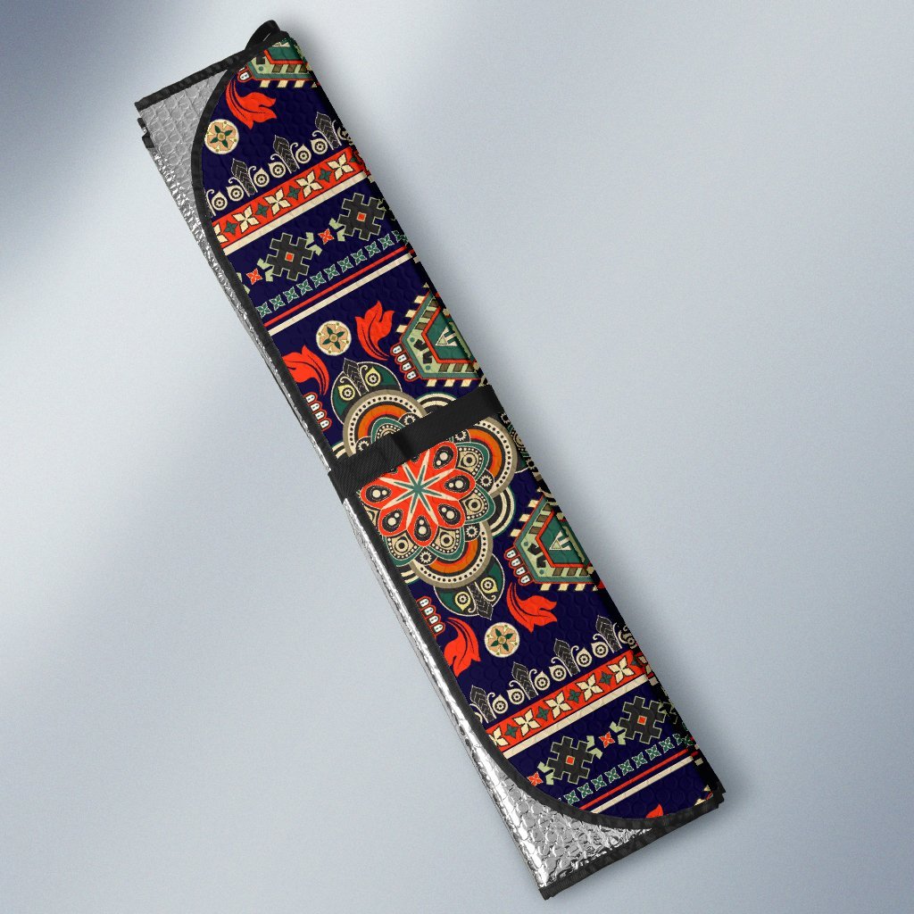 Ethnic Geometric Print Pattern Car Sun Shade For Windshield