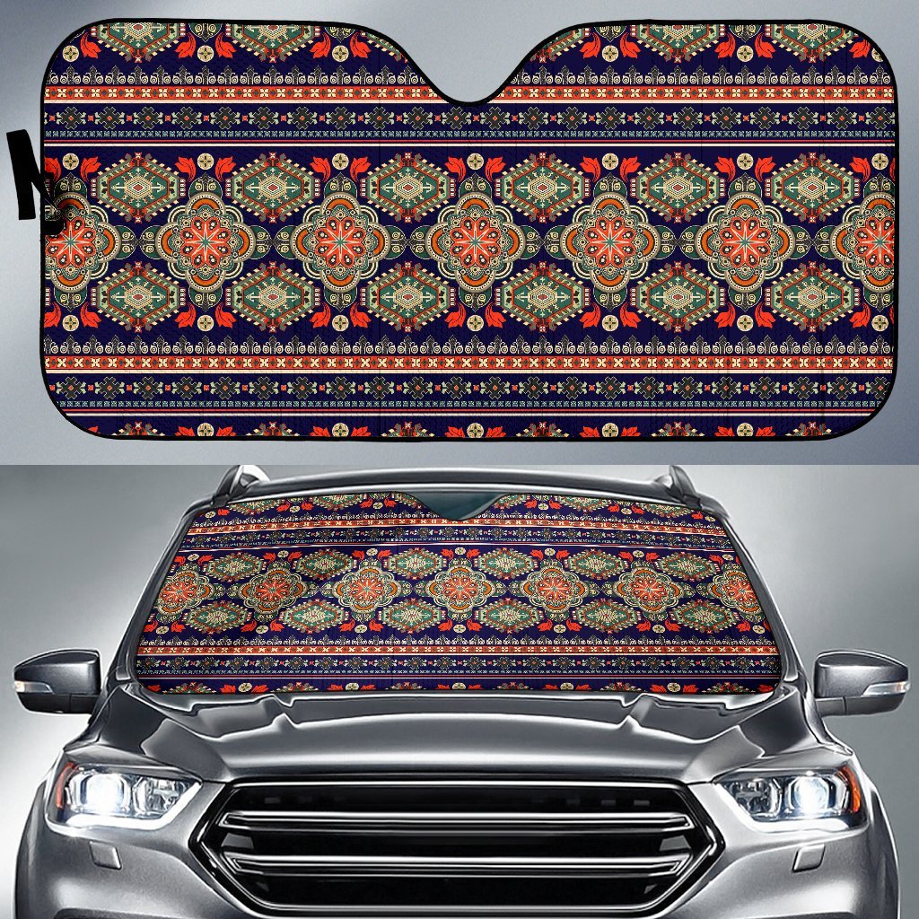 Ethnic Geometric Print Pattern Car Sun Shade For Windshield