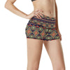 Ethnic Geometric Print Pattern High Waisted Spandex Shorts-JTAMIGO.COM