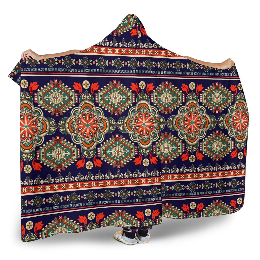 Ethnic Geometric Print Pattern Hooded Blanket-JTAMIGO.COM