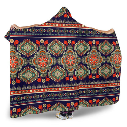 Ethnic Geometric Print Pattern Hooded Blanket-JTAMIGO.COM