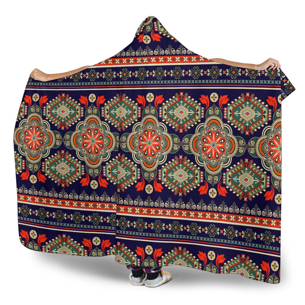 Ethnic Geometric Print Pattern Hooded Blanket-JTAMIGO.COM