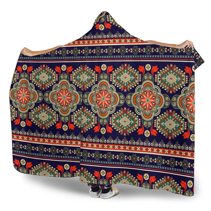 Ethnic Geometric Print Pattern Hooded Blanket-JTAMIGO.COM