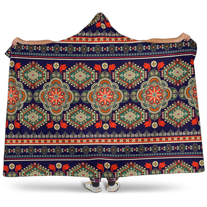 Ethnic Geometric Print Pattern Hooded Blanket-JTAMIGO.COM