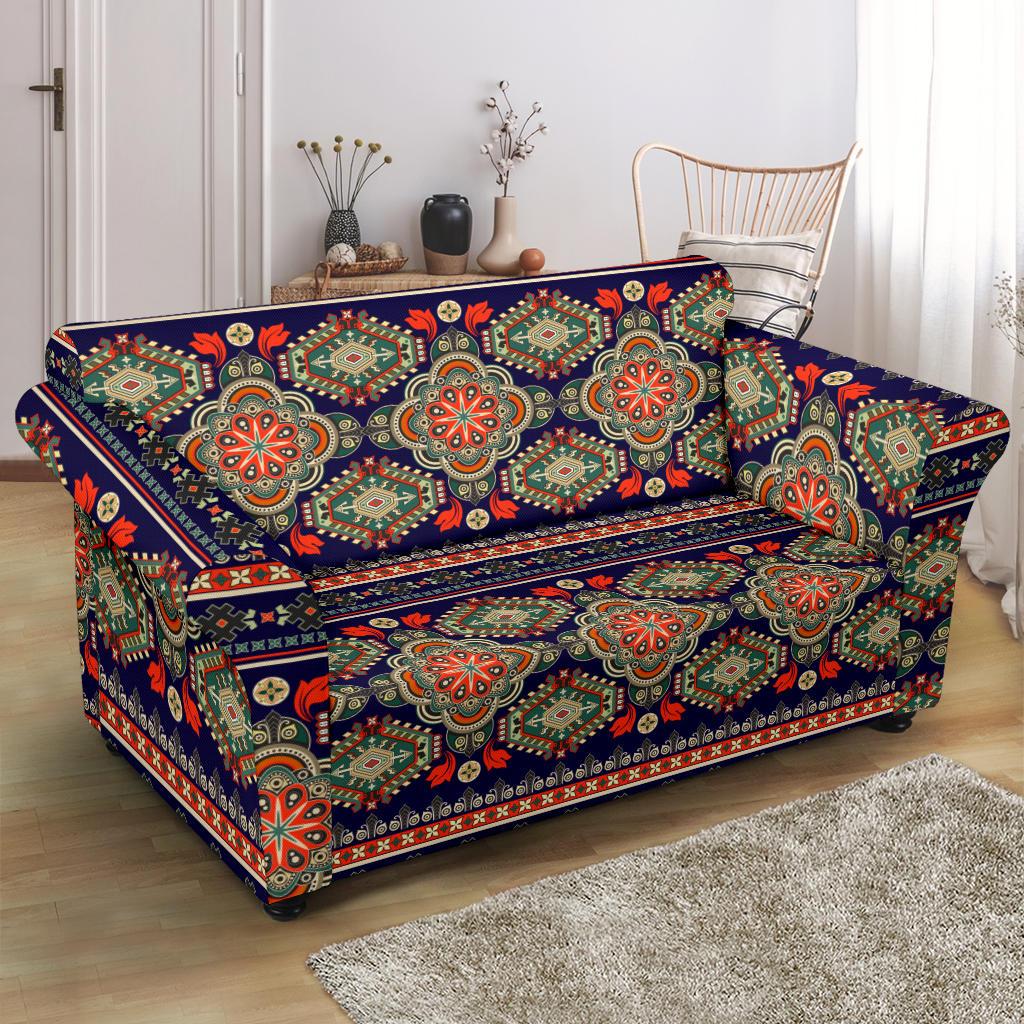 Ethnic Geometric Print Pattern Loveseat Slipcover-JTAMIGO.COM