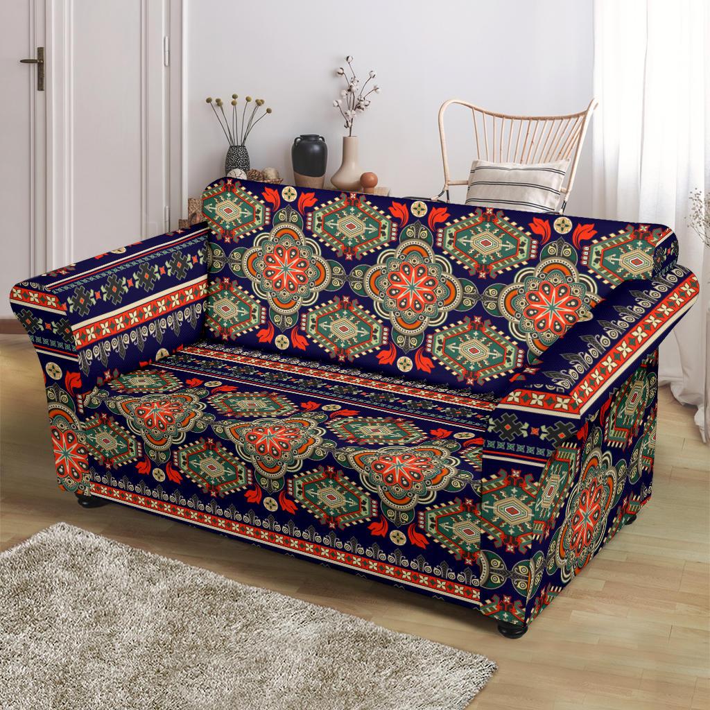 Ethnic Geometric Print Pattern Loveseat Slipcover-JTAMIGO.COM
