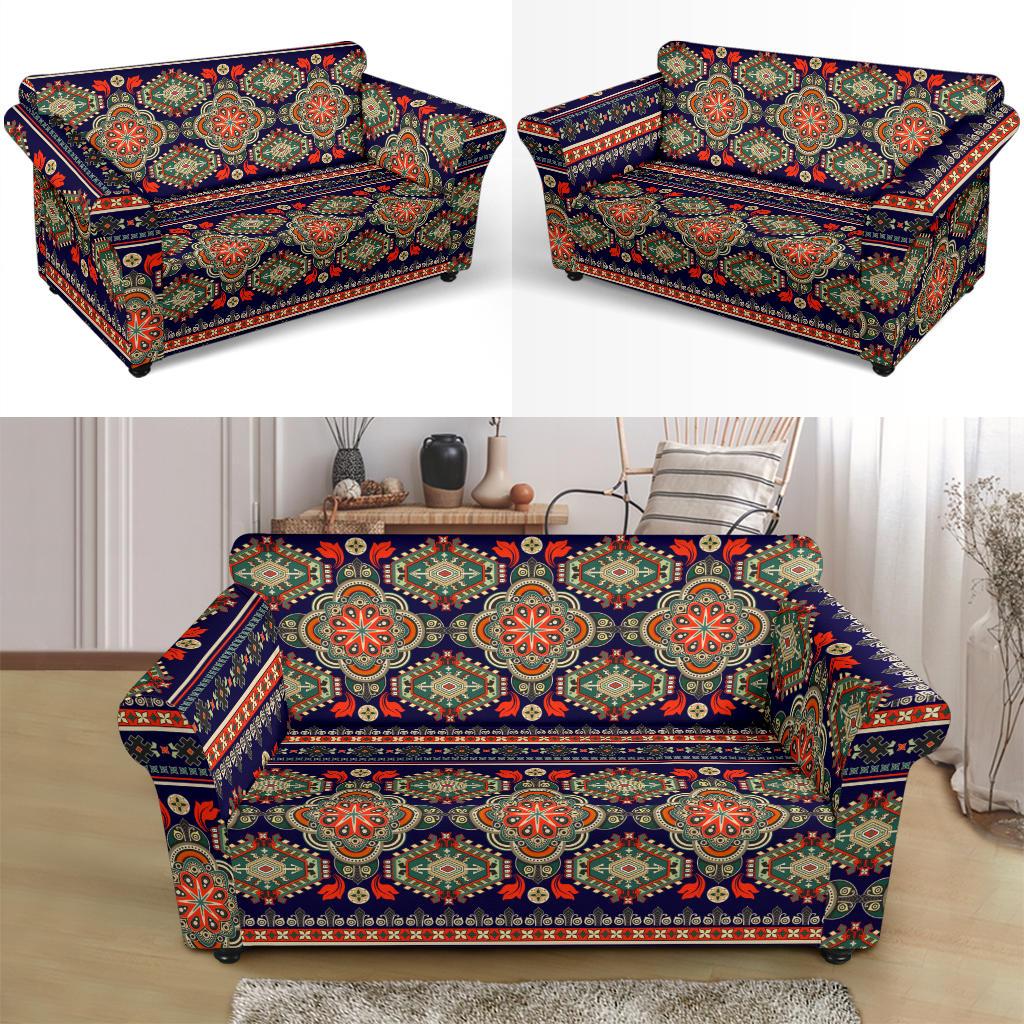 Ethnic Geometric Print Pattern Loveseat Slipcover-JTAMIGO.COM