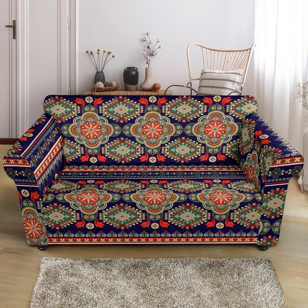 Ethnic Geometric Print Pattern Loveseat Slipcover-JTAMIGO.COM