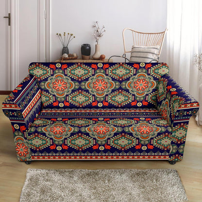Ethnic Geometric Print Pattern Loveseat Slipcover-JTAMIGO.COM