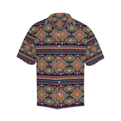 Ethnic Geometric Print Pattern Men Aloha Hawaiian Shirt