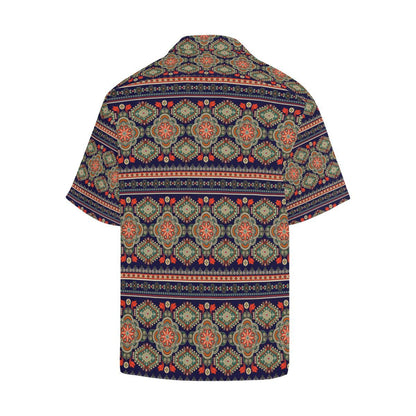 Ethnic Geometric Print Pattern Men Aloha Hawaiian Shirt