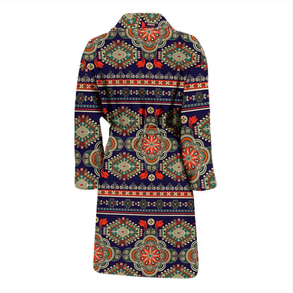 Ethnic Geometric Print Pattern Men Bath Robe-JTAMIGO.COM