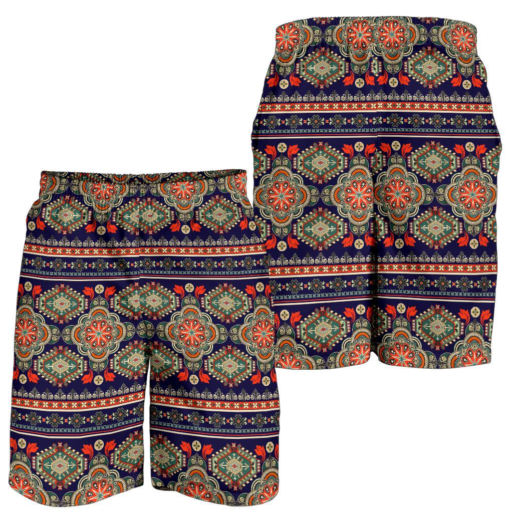 Ethnic Geometric Print Pattern Mens Shorts-JTAMIGO.COM