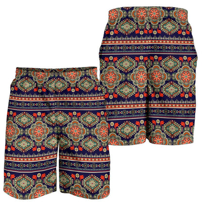Ethnic Geometric Print Pattern Mens Shorts-JTAMIGO.COM