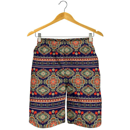 Ethnic Geometric Print Pattern Mens Shorts-JTAMIGO.COM