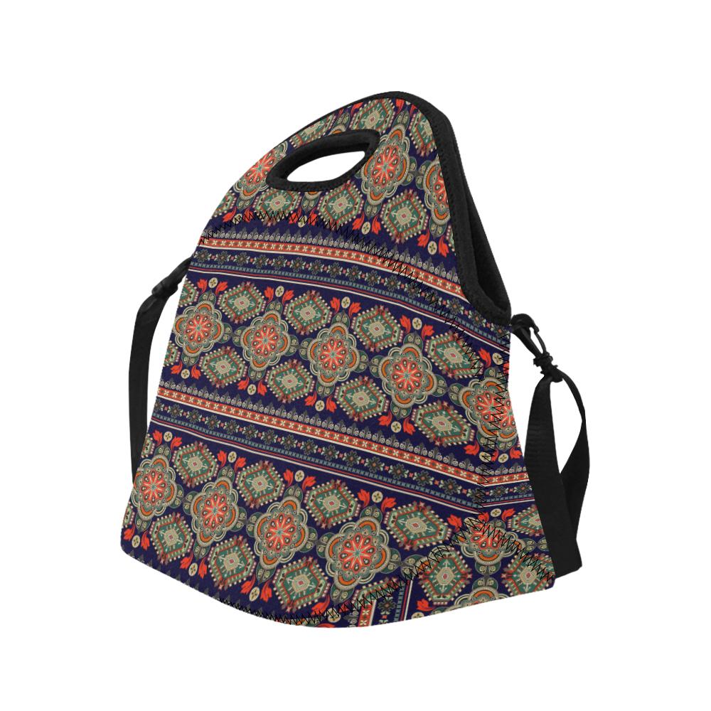 Ethnic Geometric Print Pattern Neoprene Lunch Bag (Model 1669)(Large)-JTAMIGO.COM