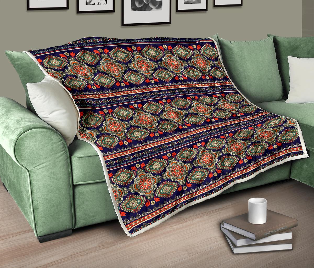 Ethnic Geometric Print Pattern Premium Quilt-JTAMIGO.COM