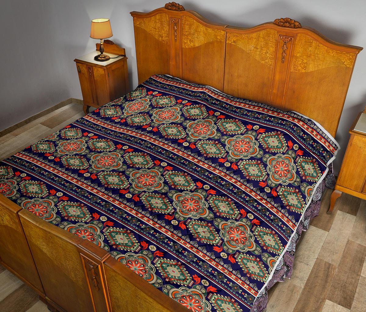 Ethnic Geometric Print Pattern Premium Quilt-JTAMIGO.COM