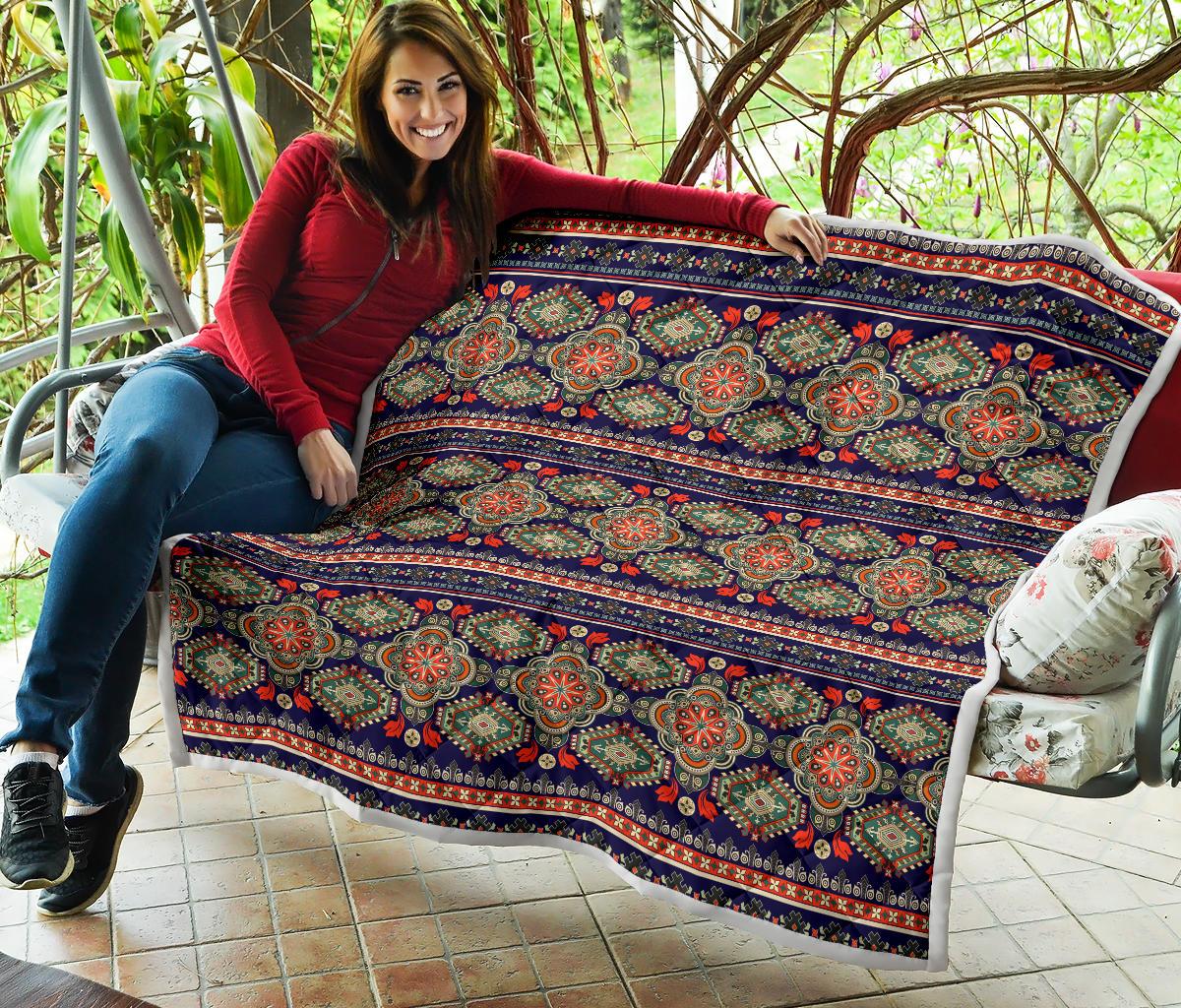 Ethnic Geometric Print Pattern Premium Quilt-JTAMIGO.COM