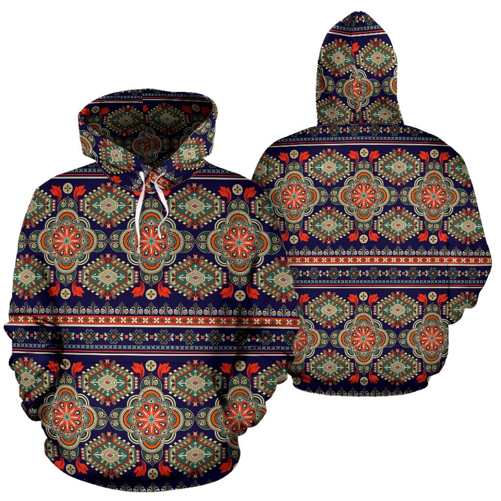 Ethnic Geometric Print Pattern Pullover Hoodie