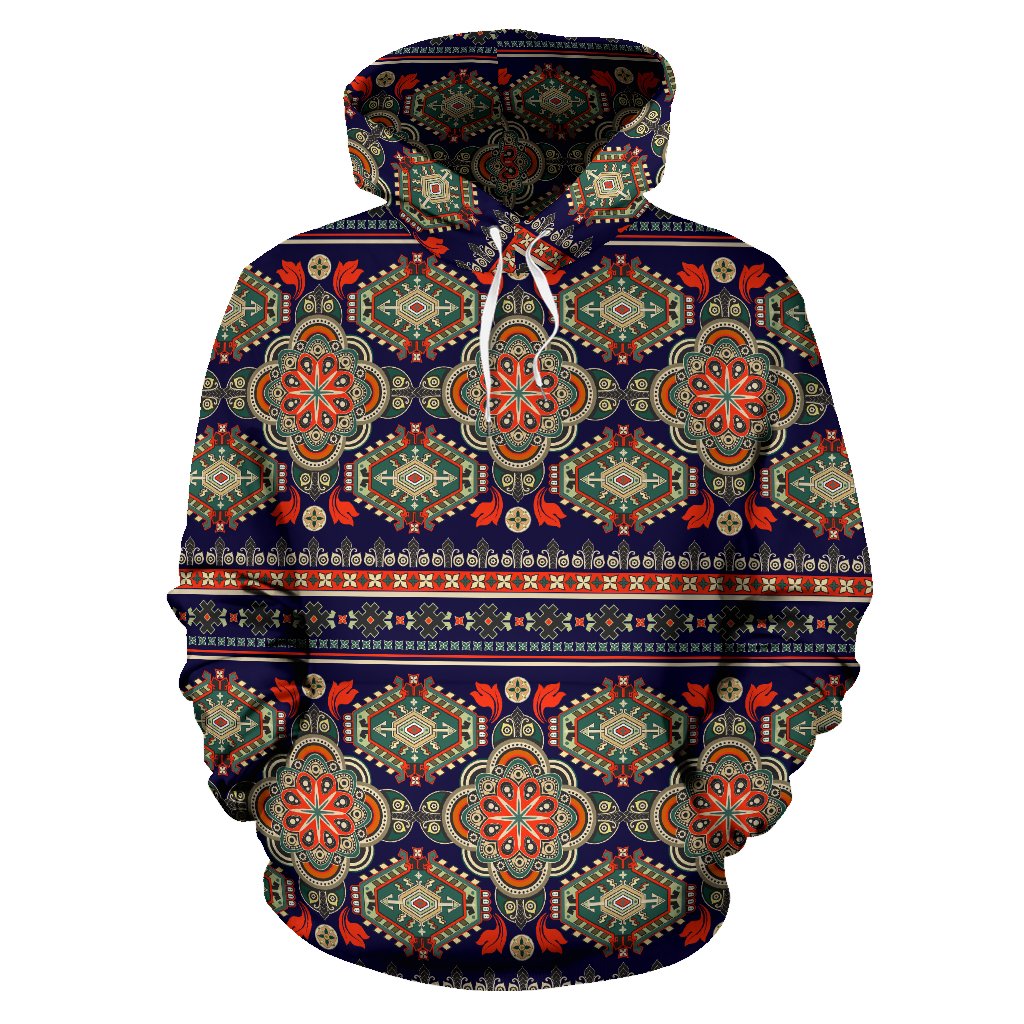 Ethnic Geometric Print Pattern Pullover Hoodie