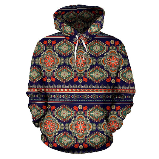 Ethnic Geometric Print Pattern Pullover Hoodie
