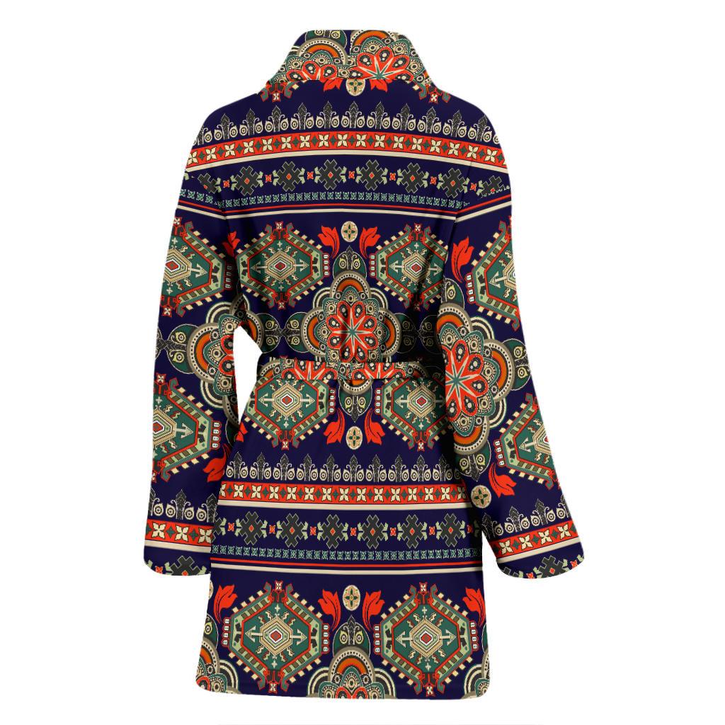 Ethnic Geometric Print Pattern Women Bath Robe-JTAMIGO.COM