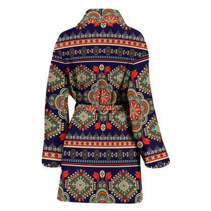Ethnic Geometric Print Pattern Women Bath Robe-JTAMIGO.COM