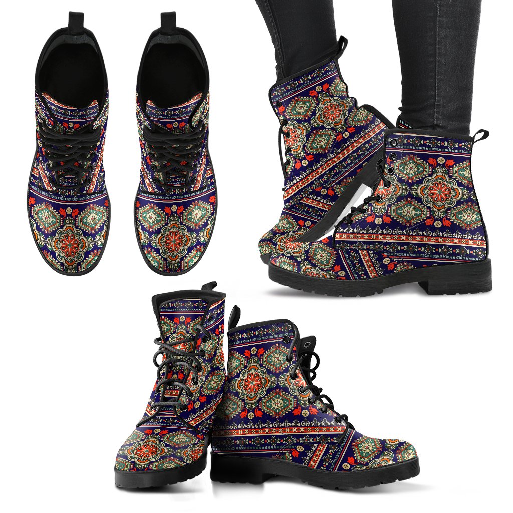 Ethnic Geometric Print Pattern Women Leather Boots-JTAMIGO.COM