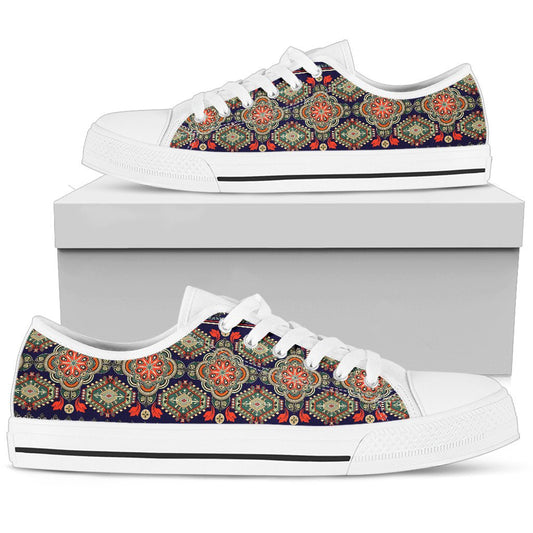 Ethnic Geometric Print Pattern Women Low Top Shoes