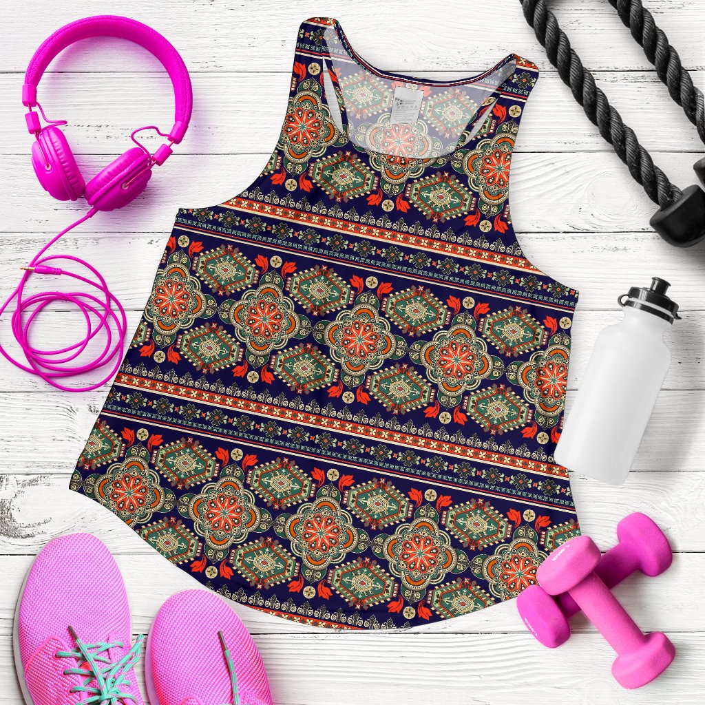Ethnic Geometric Print Pattern Women Racerback Tank Top