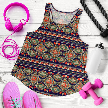 Ethnic Geometric Print Pattern Women Racerback Tank Top